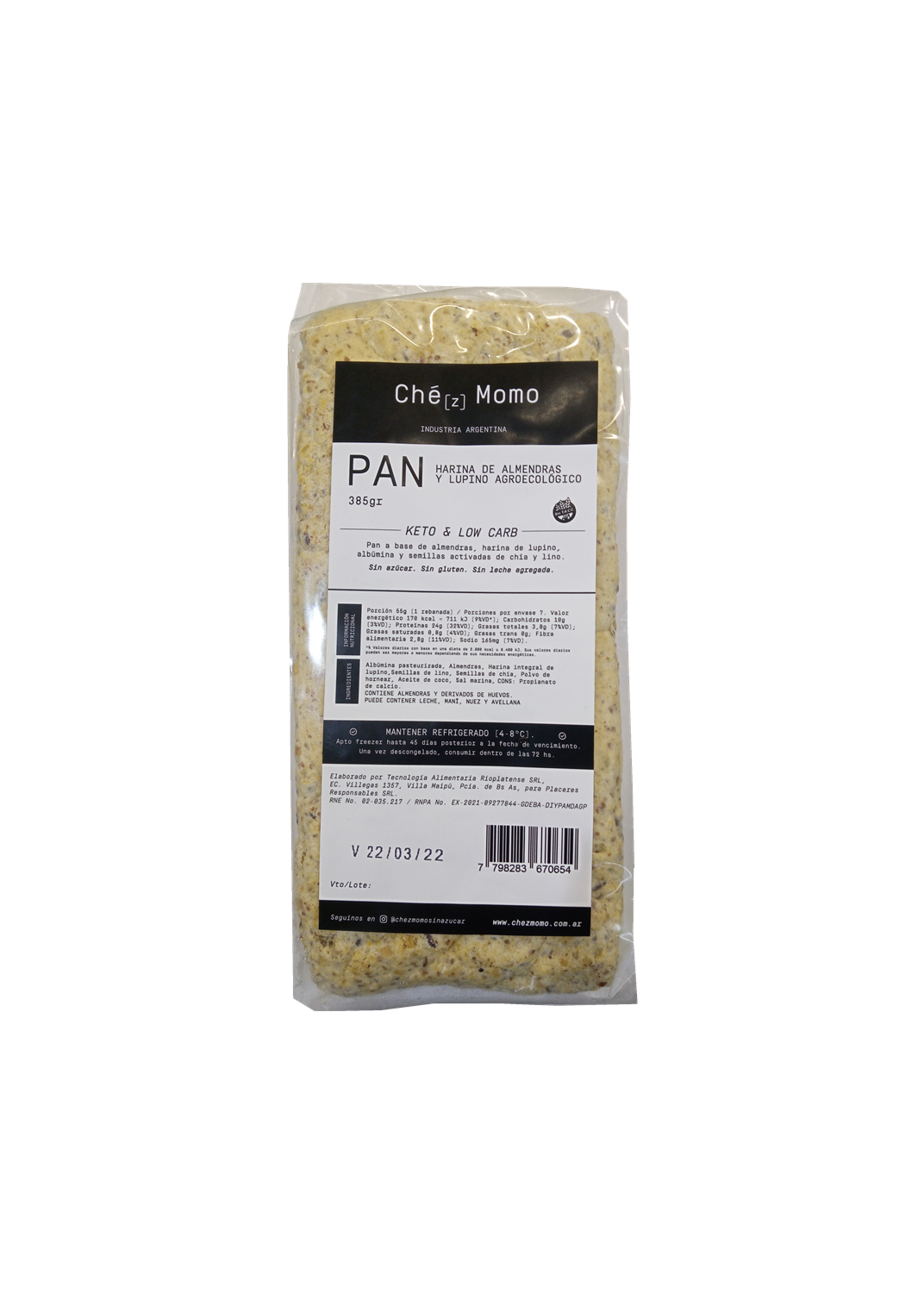 CHEZ MOMO PAN ALMEN Y LUPINO 385G