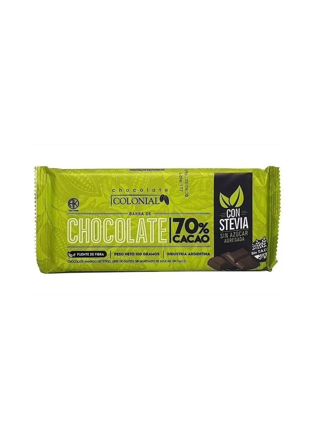 COLONIAL COLONIAL CHOCO STEVIA 70%CACA