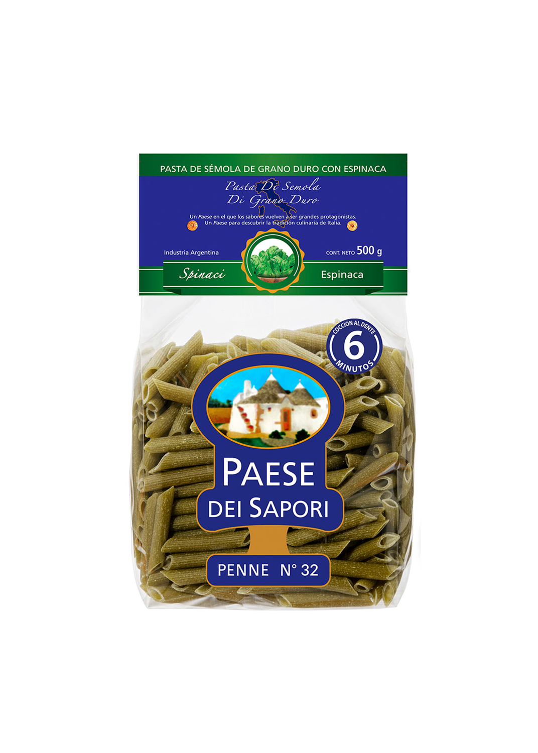 PAESE DEI SAPORI PENNE SPINACI N32 500G