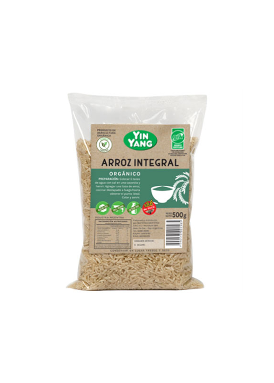 YIN YANG ARROZ INTEGRAL ORGANICO 500G