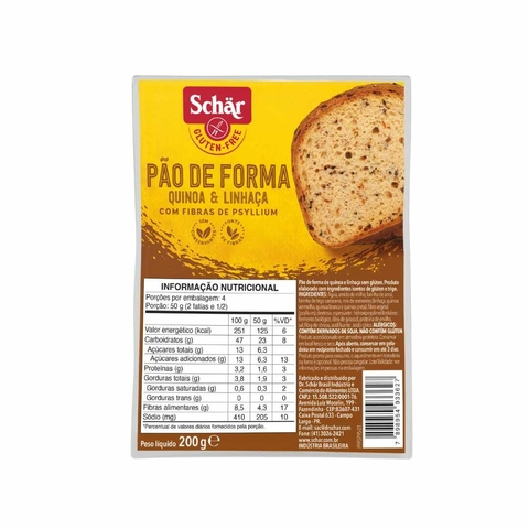 SCHAR Pao de forma Quinoa y linaza 200grs