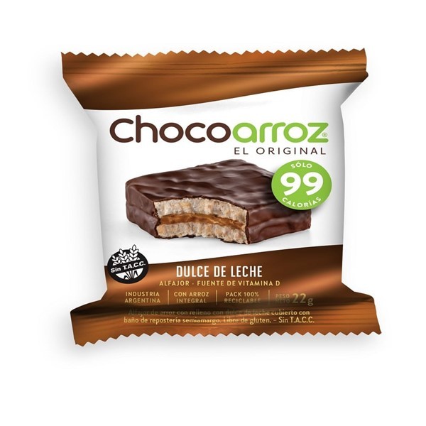 CHOCOARROZ Alfajor de Arroz con Dulce de Leche 22g