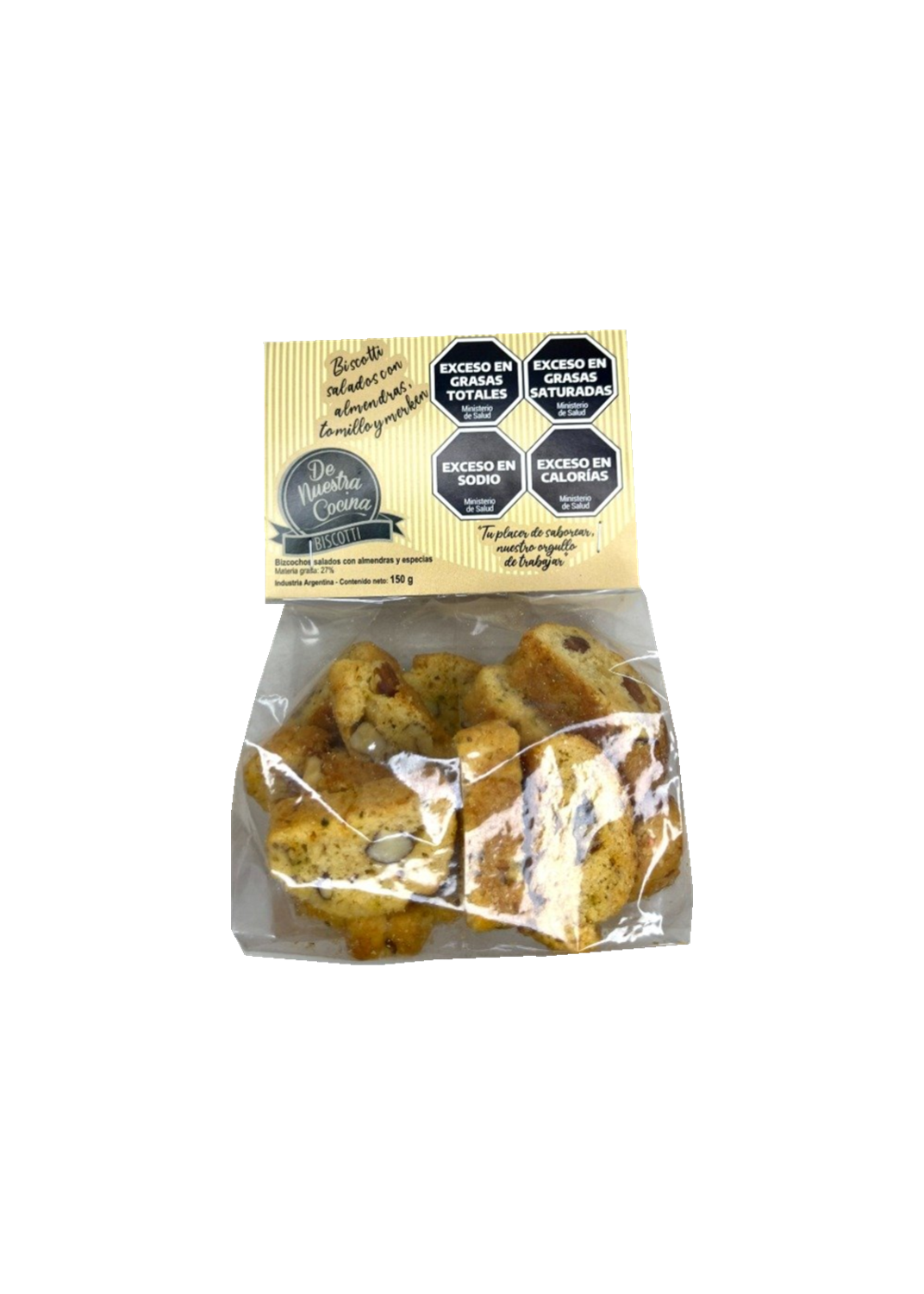 DE NUESTRA COCINA Biscotti Salados Almendras Tomillo y Merken 150G